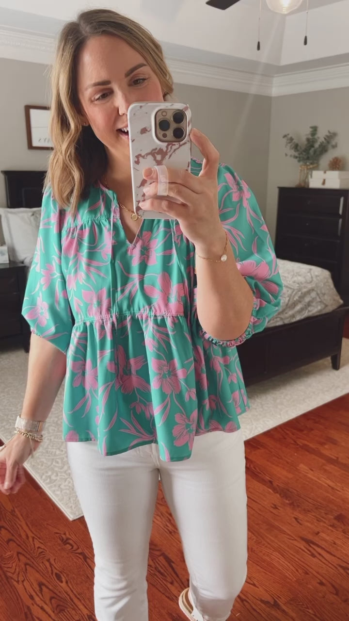 Liliana Floral Print Swing Top Fit Video | Sisterhood Style Boutique