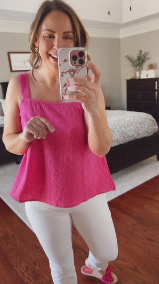 Poppy Pink Patterned Sleeveless Top Fit Video | Sisterhood Style Boutique