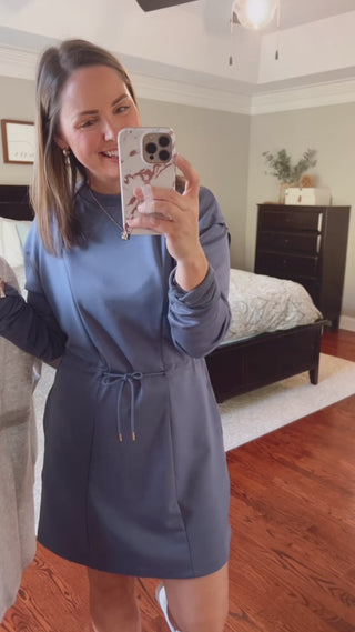 Sara Long Sleeve Soft Scuba Dress Fit Video | Sisterhood Style Boutique