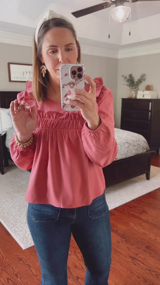 Rose Ruffle Sueded Top Fit Video | Sisterhood Style Boutique