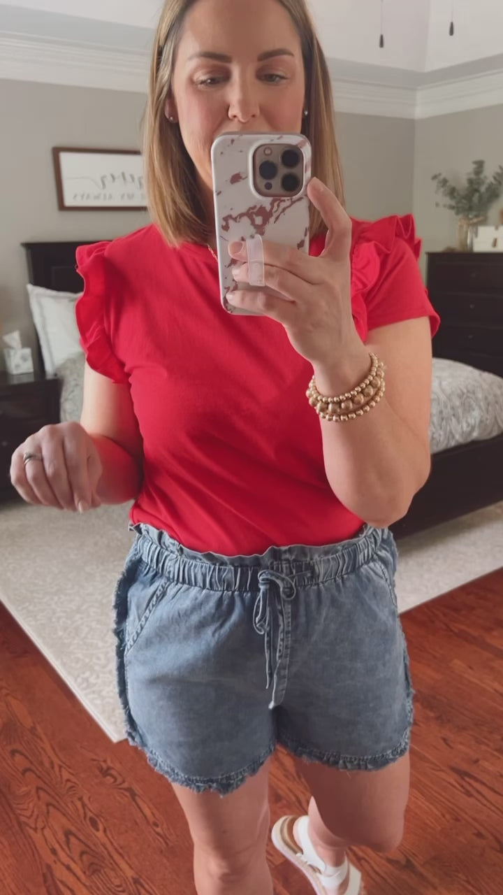 Reagan Red Ruffle Tee Fit Video | Sisterhood Style Boutique