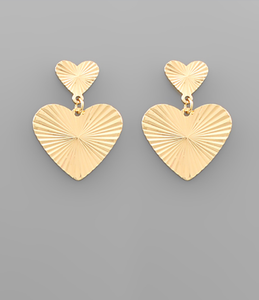 Double Gold Heart Drop Earrings | Sisterhood Style Boutique