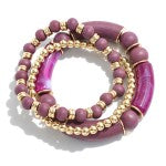 Wood and Acrylic Tube Beaded Bracelet Set | Sisterhood Style Boutique