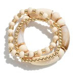 Wood and Acrylic Tube Beaded Bracelet Set | Sisterhood Style Boutique