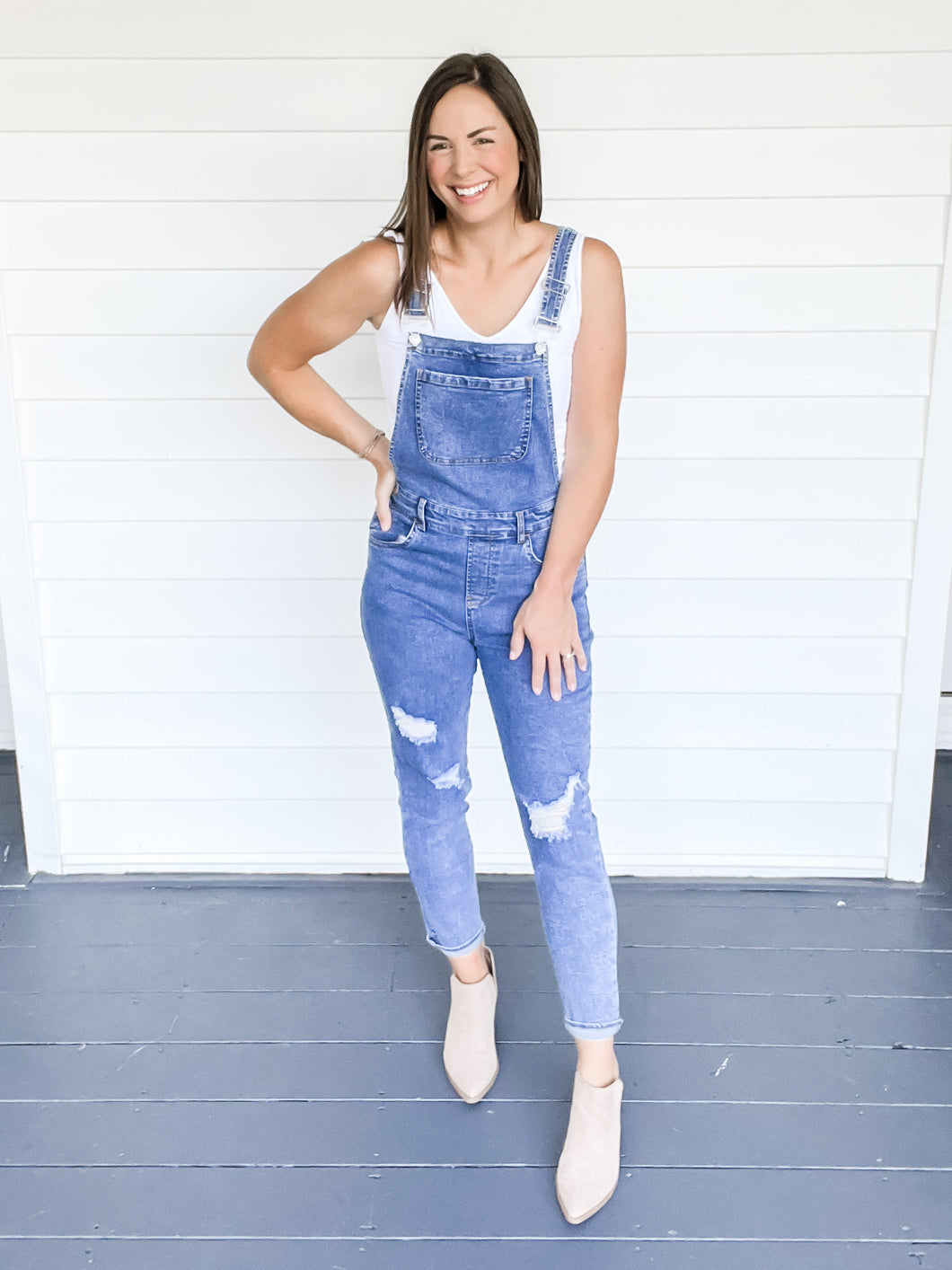 Dylan Distressed Denim Overalls | Sisterhood Style Boutique