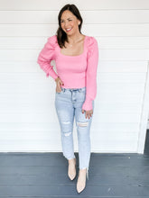 Load image into Gallery viewer, Sienna Pink Puff Sleeve Sweater | Sisterhood Style Boutique