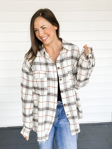 Montana Cream Plaid Flannel Shirt | Sisterhood Style Boutique
