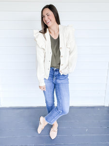 Nicole Button Front Ivory Sweater | Sisterhood Style Boutique