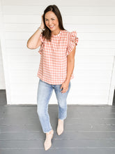 Load image into Gallery viewer, Ginny Gingham Flutter Sleeve Top