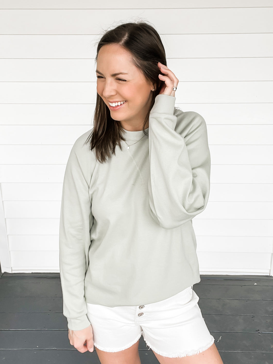 Sloane Sage Soft Cotton Pullover | Sisterhood Style Boutique