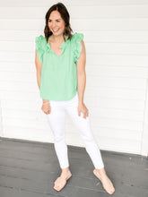 Load image into Gallery viewer, Molly Kelly Green Ruffle Top | Sisterhood Style Boutique