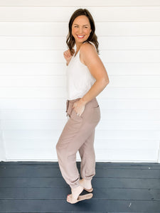 Jennifer Taupe Jogger Pants | Sisterhood Style Boutique