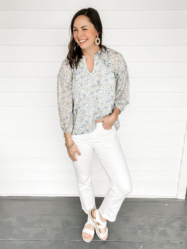 Lucia Blue Floral Spring Top | Sisterhood Style Boutique