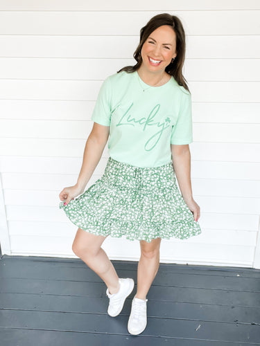 Brynn Green Floral Print Skirt | Sisterhood Style Boutique