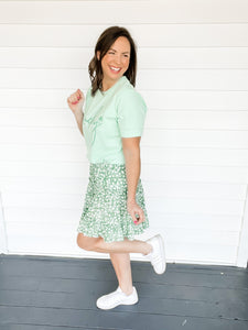 Brynn Green Floral Print Skirt | Sisterhood Style Boutique