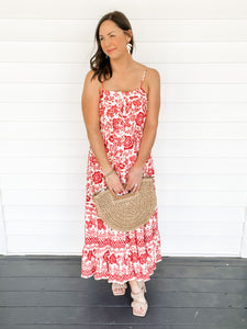 Margarita Red Floral Print Maxi Dress | Sisterhood Style Boutique