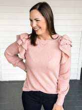 Load image into Gallery viewer, Whitney Ruffle Waffle Knit Tee | Sisterhood Style Boutique