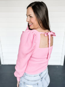 Sienna Pink Puff Sleeve Sweater | Sisterhood Style Boutique
