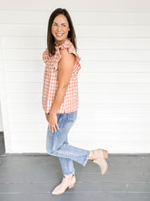 Load image into Gallery viewer, Ginny Gingham Flutter Sleeve Top